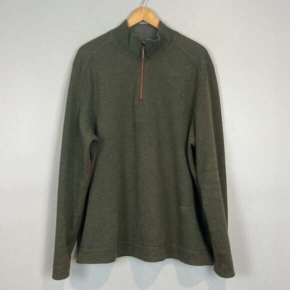 Tommy Bahama Quarter Zip Pullover Sweatshirt Mens XL Green Reversible - Picture 1 of 12